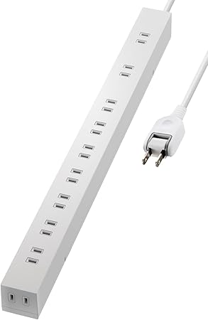 エレコム 電源タップ 雷ガード 10個口 2m ほこりシャッター 【 固定 ・吊下可能な回転パーツ付き】 ホワイト ECT-0102WH