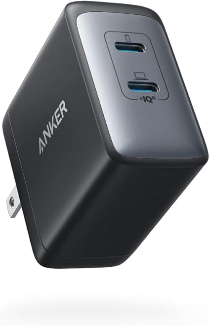 Anker PowerPort III 2-Port 65W (充電器 USB-C 2ポート)【独自技術Anker GaN II採用/USB-PD対応/PPS規格対応/PSE技術基準適合/折りたたみ式プラグ】MacBook Windows PC iPad iPhone Galaxy Android スマートフォン ノートPC 各種 その他機器対応 (ブラック)