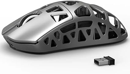 ATTACK SHARK R3 ゲーミングマウス マグネシウム合金 ワイヤレス PAW3395 8000hz 2.4G/Bluetooth/USB有線 26000DPI 46g 超軽量 コイルケーブル付き 急速充電 技適取得済み（シルバー）