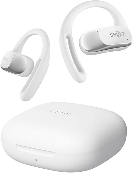 Shokz (ショックス) OpenFit Air オープンイヤーヘッドホン 完全ワイヤレスイヤホン bluetooth5.2 耳を塞がない 自動ペアリング マイク付きイヤフォン 充電ケース付き 左右分離型 8.7g軽量 ランニング・スポーツイヤホン IP54防水性能 急速充電 ハンズフリー通話 2024年新登場 ホワイト