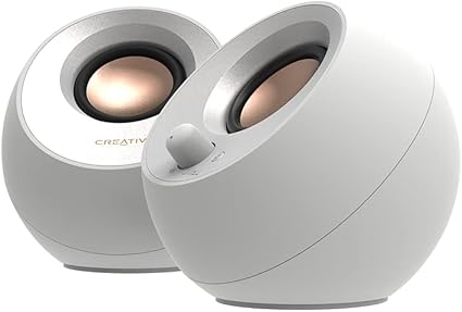Creative Pebble V3 ホワイト 入力切替（USBオーディオ/Bluetooth/3.5mmピン入力） Bluetooth 5.0搭載 8W RMS ピーク出力16W USB Type-C/Type-A アクティブ スピーカー SP-PBLV3-WH