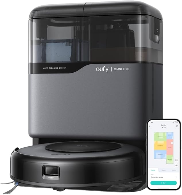 Anker Eufy (ユーフィ) Robot Vacuum Omni C20 (ロボット掃除機) 【加圧式デュアル回転モップ搭載/自動ゴミ収集ステーション/モップの自動洗浄・乾燥機能付き/毛絡み除去システム/モップリフト/水拭き両用/マッピング 掃除経路確認/アプリ操作/落下・衝突防止 / 最大24ヶ月保証】