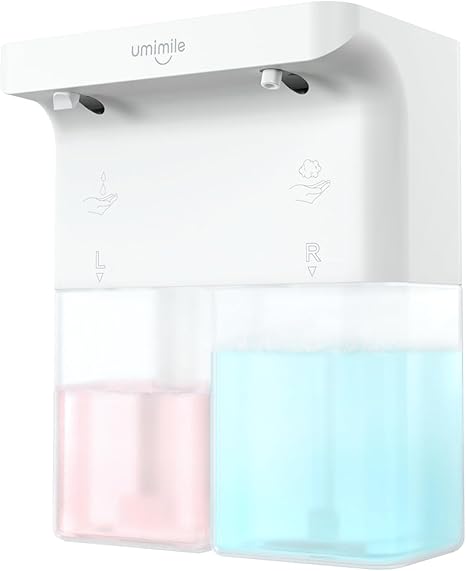 Umimileユミマイル ソープディスペンサー 泡 液体 自動 ダブルヘッド 600ml ハンドソープ 食器洗剤 手洗い 壁掛け可能 IPX4防水 キッチン対応