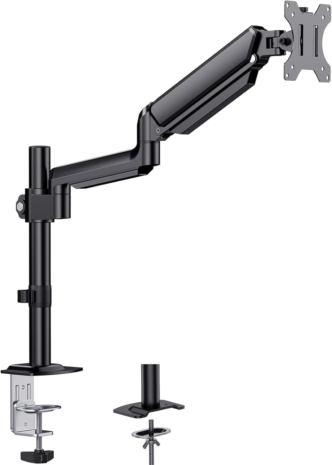 HUANUO (ファーノー) モニターアーム ディスプレイアーム ガス式 VESAアーム クランプ式&グロメット式 PCアーム 17～32インチ対応 耐荷重2～8kg 角度調節 ケーブル管理 HNSSK1