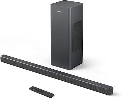 【VGP2025 金賞】 Philips(フィリップス) サウンドバー 極細 コンパクト サウンドバー 320W高出力 スピーカー DolbyAtmos DTS Virtual:X 立体音響技術 ワイヤレスサブウーファー付き リモコン付属 PC/テレビ/パソコン/スマホ対応 TAB6309