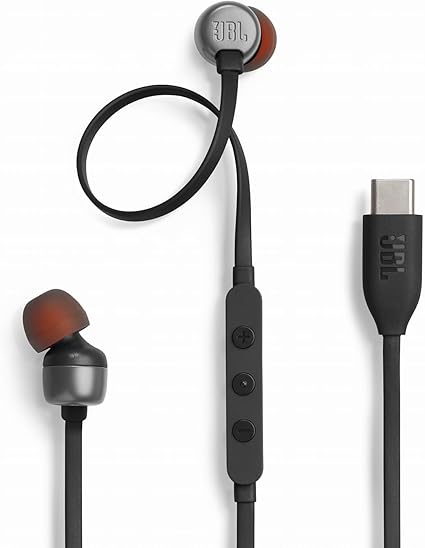 JBL TUNE310C USB Type-C 接続 イヤホン 96kHz/24bit DAC内蔵/通話可能マイク付き3ボタンリモコン/フラットケーブル/3種のプリセットイコライザー搭載/ハイレゾ/9mm径ダイナミックドライバー/ブラック/JBLT310CBLK