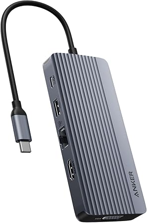 Anker USB-C ハブ (10-in-1, Dual Display) 100W USB PD対応 4K HDMIポート 1080p VGAポート 5Gbps 高速データ転送 USB-C USB-Aポート イーサネットポート microSD＆SDカードスロット搭載 Macbook Pro/Air 他