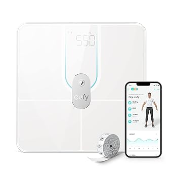Anker Eufy (ユーフィ) Smart Scale P2 Pro（体重体組成計）【アプリ対応 / Fitbit連携 / 体脂肪率 / BMI / 心拍数 / 筋肉量 / 基礎代謝量 / 水分量 / 体脂肪量 / 骨量 / 内臓脂肪 / タンパク質 / 骨格筋量 / 皮下脂肪 / 体内年齢 / ボディタイプ】