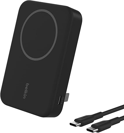 Belkin Qi2対応 ワイヤレスモバイルバッテリー 10000mAh iPhone 16/15/14/13/12/Qi2対応Android ワイヤレス出力15W MagSafe対応 USB-Cポート入出力(2ポート) パススルー充電対応 機内持ち込み可能 充電用ケーブル同梱(USB-C to C 1m) メーカー保証2年 キックスタンド付き ブラック BPD008btBK