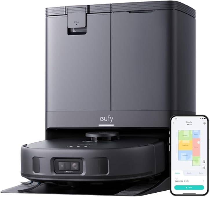 Anker Eufy (ユーフィ) X10 Pro Omni (ロボット掃除機) 【加圧式デュアル回転モップ搭載/自動ゴミ収集ステーション/モップの自動洗浄・乾燥機能付き/毛絡み除去システム/モップリフト/水拭き両用/AIマッピング 掃除経路確認/AIカメラ搭載 障害物回避/アプリ操作/落下・衝突防止 / 最大24ヶ月保証】ブラック