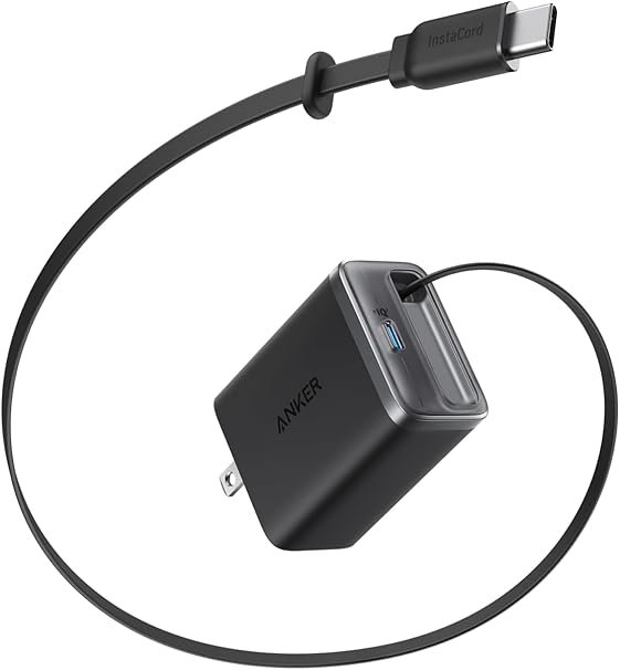 Anker Nano Charger (35W, 巻取り式 USB-Cケーブル) ブラック USB PD USB-C 急速充電器【PSE技術基準適合】iPhone 16シリーズ MacBook Air Galaxy Android スマートフォン ノートPC その他各種機器対応