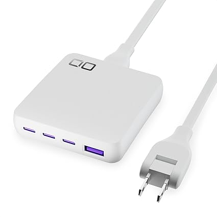 CIO NovaPort SLIM QUAD for DESK 67W 4ポート USB-C×3 USB-A×1 超薄型 急速充電器 PD 65W [世界最小級 CIO独自技術 NovaIntelligence NovaSafety2.0 搭載] 電源ケーブル 1.5m Macbook iPhone 15 / 16 Android Galaxy iPad ノートPC (ホワイト)