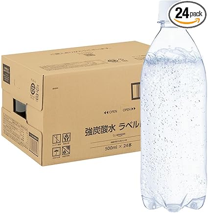 by Amazon 炭酸水 ラベルレス 500ml ×24本 強炭酸水 ペットボトル 500ミリリットル (Smart Basic)