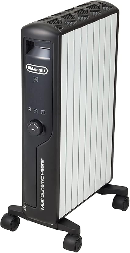 De'Longhi (デロンギ) マルチダイナミックヒーター MDHU12-BK 電気ヒーター ゼロ風暖房 節電 直感操作クリックノブ リモコン付き 表面温度約60℃ 節電 [8-10畳] [ピュアホワイト×マットブラック] デロンギファミリー登録で5年保証