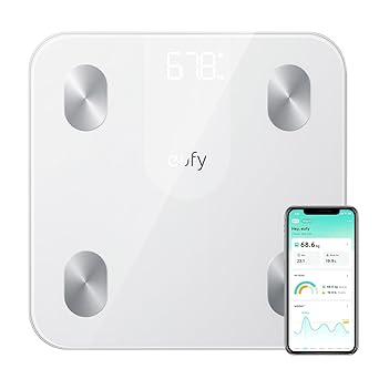 Anker Eufy (ユーフィ) Smart Scale A1（体重体組成計）【アプリ対応/Fitbit連携/体脂肪率/BMI/基礎代謝量/水分量/体脂肪量/骨量/内臓脂肪/コンパクトサイズ】ホワイト