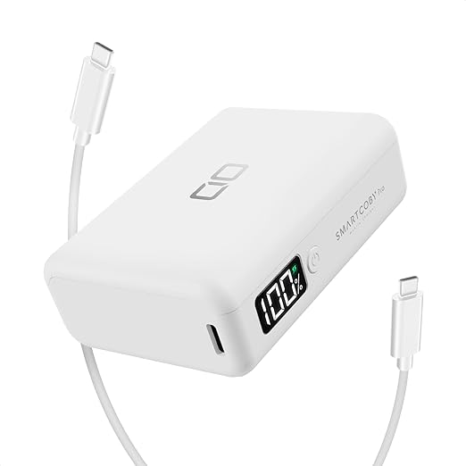 CIO モバイルバッテリー PD 30W タイプC タイプA 合計2ポート 軽量 小型 iphone 15 / 16 大容量 10000mAh 急速充電 パススルー Macbook Air M1 iPad SMARTCOBY Pro 30W【液晶部に保護フィルム有】 (ホワイト, マットモデル)