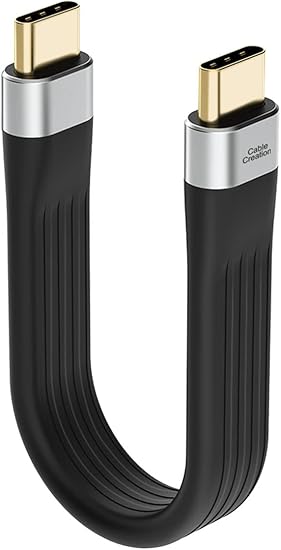 CableCreation 短いUSB C to USB C 3.1 Gen 2ケーブル,電力転送可 60W 3A快速充電ケーブル 4Kビデオ出力付き10Gbps データ転送,MacBook Pro, Galaxy S20, SSD, iPad ProｍiPhone 15、iPhone15Pro Max等に適用, 0.12M/ブラック