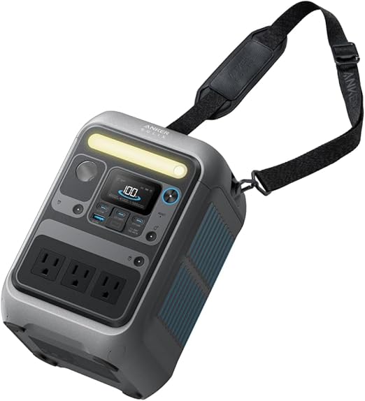 Anker Solix C300 Portable Power Station ポータブル電源 288Wh 小型軽量 1.1時間満充電 高出力AC ストラップ付属 リン酸鉄 蓄電池 ポータブルバッテリー ソーラーパネル対応 キャンプ アウトドア 車中泊 停電対策 防災 (ダークグレー)