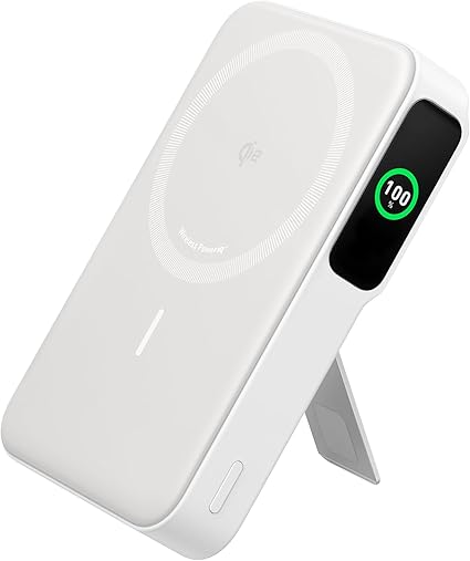 Anker MagGo Power Bank (10000mAh) モバイルバッテリー Qi2認証 ワイヤレス充電 最大出力15W MagSafe対応 マグネット式ワイヤレス充電対応 コンパクト 折りたたみ式スタンド iPhone 16 / 15 / 14 / 13 シリーズ専用 (ホワイト)
