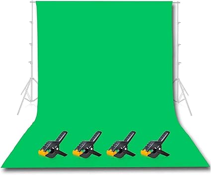 EMART 背景布 緑 布 グリーンバック 300cmx360cm 綿 コツトン生地 撮影 背景 スクリーン 背景紙 プロ ホール対応 写真撮影 スタジオ背景 スクリーンシート 背景シート 背景スタンド 無反射 折りたたみ バックペーパー 布 洗濯可 垂れ感良い 透けない柔らかい 写真 撮影スタジオ用 テレビやビデオに対応（強力クリップ*4個付き）