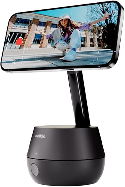Belkin Stand Pro 自動追跡スマホ用ジンバル・スタンド Apple DockKit搭載 MagSafe 15W急速充電 iPhone 15/14/13/12 Vlogスタビライザー YouTube＆TikTok動画 トラッキング機能 本体バッテリー5時間連続駆動 三脚対応 USB-C to Cケーブル付属(1.5m) AC電源アダプタの付属なし MMA008qc05BK
