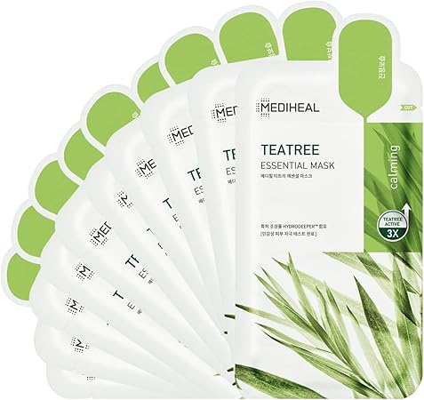 MEDIHEAL OFFICIAL(メディヒール) エッセンシャルマスク(10枚) / MEDIHEAL Essential Mask 10 sheets (ティーツリー) 肌トラブル 敏感肌 保湿 肌荒れ防止ケア 落ち着く