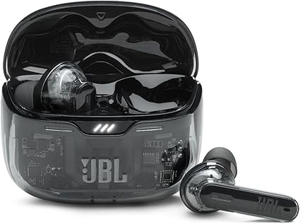 JBL TUNE BEAM 完全ワイヤレスイヤホン/アクティブノイズキャンセリング/スケルトン 透明 外音取込 IP54 かわいい (ゴーストブラック)