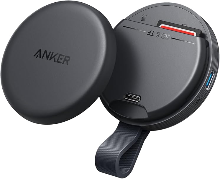 Anker MagGo USB-C カードリーダー (3-in-1, 10Gbps) ブラック USB PD対応USB-Cポート SDカードスロット microSDカードスロット最大10Gbpsで高速データ転送 最大42.5W高出力 パススルー急速充電マグネット式カードリーダー