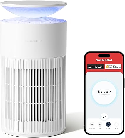 SwitchBot 空気清浄機 ペット 脱臭 静音 - スイッチボット 25畳 省エネ 大風量 360度全方位 浄化 消臭 除菌 集じん HEPA フィルター 花粉 ニオイ対策 抜け毛対策 タイマー機能 Alexa Google Home Siriに対応