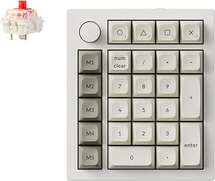 【国内正規品】Keychron Q0 Max QMKカスタム・テンキー、2.4 GHz/Bluetooth 5.1/有線接続、RGBライト、ホットスワップ対応Gateron Jupiterメカニカルスイッチ/フルアルミニウム/Mac Windows Linux対応 (Gateron Jupiterメカニカル赤軸（シェルホワイト）)