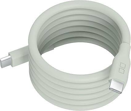 CIO 柔らかいスパイラルシリコンケーブル CtoC (Type-C/USB-C) 急速充電 磁石 マグネット吸着 充電ケーブル PD 240W データ転送 480Mbps 形状記憶 絡まりにくい (1m, 07：カームブルー)