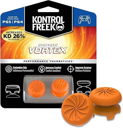 KontrolFreek FPS フリーク Vortex PS4/5 コントローラー用 パフォーマンスサムスティック エイム精度向上 ハイライズ凸タイプ&ミッドライズ凹タイプ 2100-PS5 オレンジ