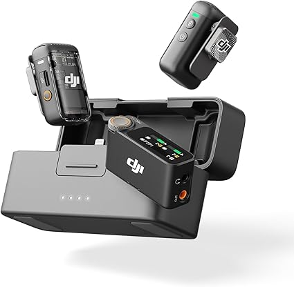 DJI Mic 2（トランスミッター×2 + レシーバー×1 + 充電ケース） オールインワン型ワイヤレスマイク スマートノイズキャンセリング 32bitフロート内部収録 伝送距離250m iPhoneマイク カメラ対応 アンドロイド用マイク