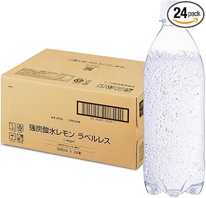 by Amazon 炭酸水 レモン ラベルレス 500ml ×24本 強炭酸水 バナジウム含有 ペットボトル 500ミリリットル (Smart Basic)
