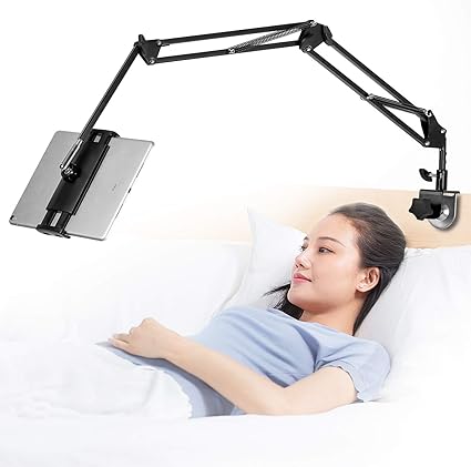 タブレット アーム 横/縱き 寝ながら スタンド or ホルダー ベッド、デスク、台所 4.5〜12.9インチ for iPad pro 、iPad 、Kindle、android surface、Fire HD8、N-Switch、iPhone XR、iPhone XS多機種対応 黒(ブラック)
