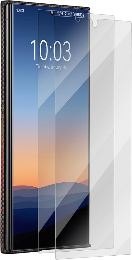 PITAKA Galaxy S24Ultra用 保護フィルム 2枚セット 浮きが生じない エッジ部分までカバー 指紋認証対応 貼り付け簡単 高透過率 反射防止 指紋防止