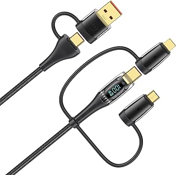 充電ケーブル 6in1 ケーブル 100WPD対応 急速充電 USB TYPE C 1.2m 高速データ転送 USB A+C to Type-C+Micro+IP 変換アダプタ 一本多役 3in1 多機能充電コード 高耐久ナイロン編み 多機種対応 正規充電器対応 (1.2M, ブラック)