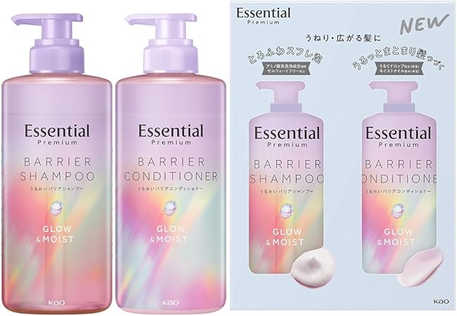 エッセンシャル プレミアム うるおいバリアシャンプー グロウ＆モイスト ポンプセット 900ml