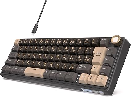 【Amazon.co.jp限定】RK ROYAL KLUDGE R65 ゲーミングキーボード 有線 日本語配列 メカニカルキーボード 60%コンパクトキーボード 70キー テンキーレス ホットスワップ可能 ボリュームノブ搭載 クリームスイッチ RGBバックライト PBTキーキャップ ガスケットマウント ブラック