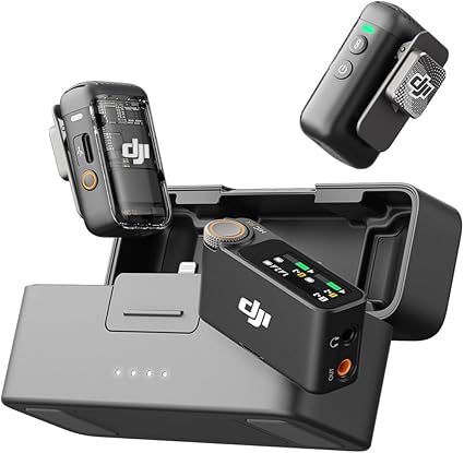 DJI Mic 2（トランスミッター×2 + レシーバー×1 + 充電ケース） オールインワン型ワイヤレスマイク スマートノイズキャンセリング 32bitフロート内部収録 伝送距離250m iPhoneマイク カメラ対応 アンドロイド用マイク