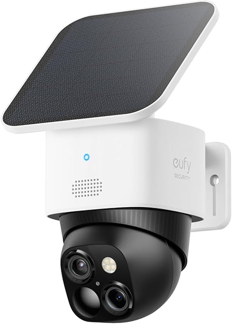 Anker Eufy SoloCam S340（屋外防犯カメラ）【ソーラー充電 / 360°撮影可能/パンチルト / 460万超高画素 / 3K画質 / 防犯対策/デュアルレンズカメラ / 8倍ズーム / ワイヤレス対応/連続給電可能/バッテリー搭載 / 2.4 GHz Wi-Fi / IP55 防塵防水/追加料金不要 】