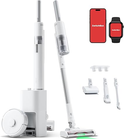 【3in1、超小型】 SwitchBot ロボット掃除機 K10+ProCombo コードレス掃除機 - 軽量 20000pa 自動ゴミ収集 使い捨てシート/水拭き/静音/置くだけで充電/障害物回避/禁止エリア/スティック/ハンディ/4種類ノズル スイッチボット Alexa 音声対応