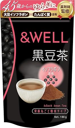 ＆WELL 北海道産100% 黒豆茶 100杯分 ノンカフェイン 無添加 栄養まるごと粉末茶 100g (1)