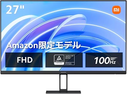 【Amazon.co.jp限定】 Xiaomi モニター A27i ディスプレイ 27インチ フルHD 1920x1080 100Hz HDR10 6ms 角度調節 ブルーライト VESAマウント対応