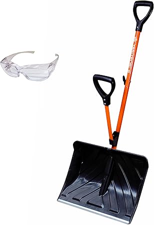 YARD FORCE Snow Scoop [Snow Removal, Easy Plow / Leverage Principle Handle] YFSS-C01 + Protective Glasses with UV Protection (Goggle Type) Included, Snow Shovel, Snow Plow Scoop, Snow Plow Supplies,