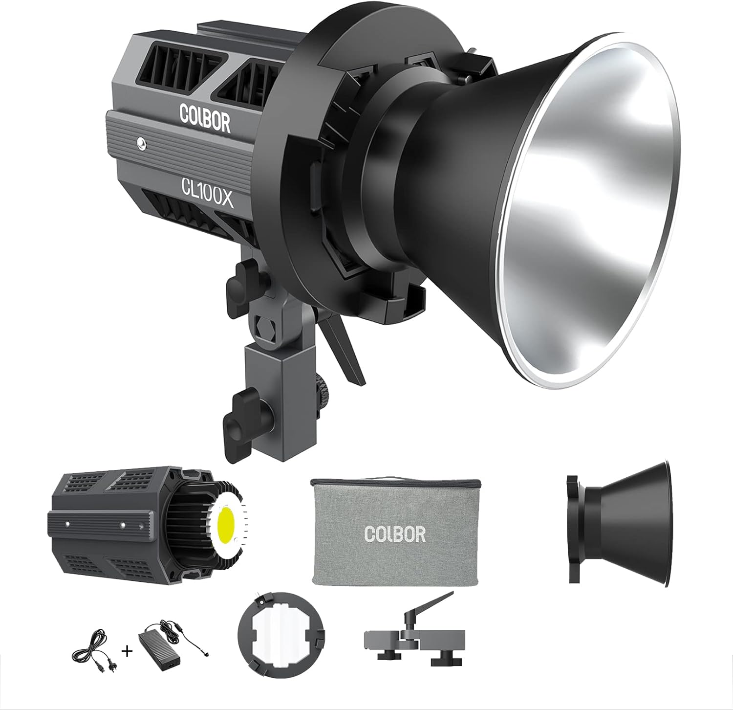 COLBOR CL100X 超軽量ライト 作業出力110W 色温度2700-6500K CRI97+ TLCI97+ デュアル色温度 APP制御可 10種類照明効果 スプライス可能 静音照明ライト 撮影補助光 Bowensマウント YouTube/tiktok/小型撮影ライト 持ち運び 人物・商品撮影・ウェディング・ミュージック動画・広告などに撮影対応 パッテリーで対応 TYPE-C PD対応 (CL100X)