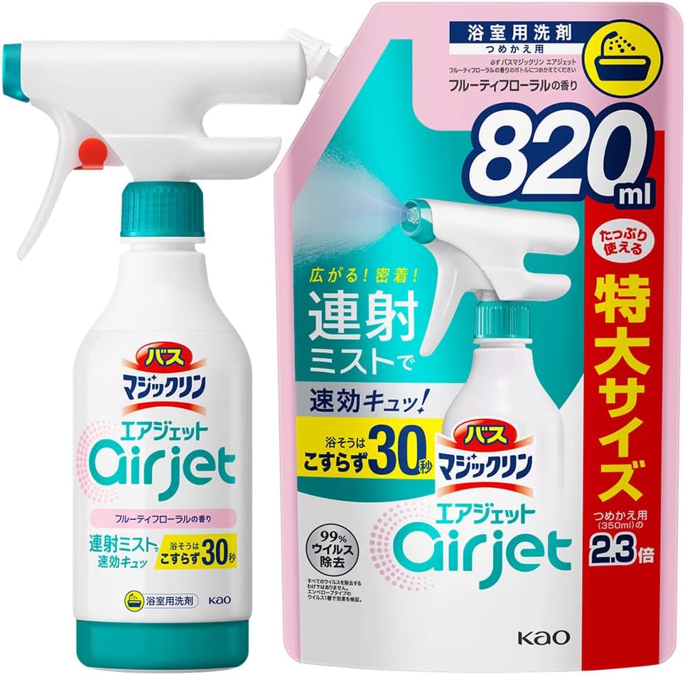 【まとめ買い】バスマジックリンエアジェット フルーティフローラル 本体 ４３０ｍｌ+ 大容量 詰め替え８２０ｍｌ