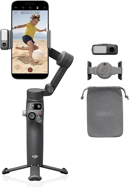 DJI スマホ ジンバル Osmo Mobile 7P ジンバルスタビライザー（iPhone/Android) ネイティブトラッキング 照明 3軸スマホジンバル クイックスタート ワンタップ編集 延長ロッド＆三脚内蔵 10時間使用 スマホ充電