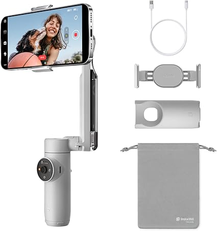 Insta360 Flow - AI搭載スマートフォン用ジンバル スタビライザー 自動追跡スマホ用ジンバル 3 軸手ブレ補正 内蔵自撮り棒 & 三脚 持ち運び & 折りたたみ式 YouTube TikTokショート動画 ストーングレー