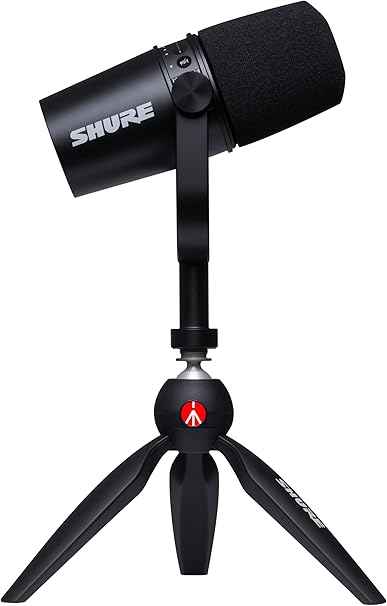 Shure MV7 USBマイク 三脚付き ポッドキャスティング 録音 ストリーミング ゲーム ヘッドホン出力内蔵 全金属 USB/XLRダイナミックマイク 音声遮断技術 TeamSpeak 認定 ブラック